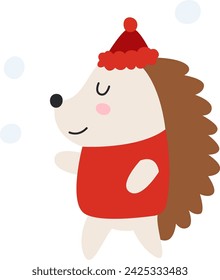 Christmas Hedgehog Animal Vector Illustration