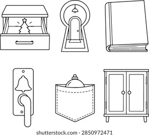 Christmas Hidden Inside Ordinary Objects Line Art Collection