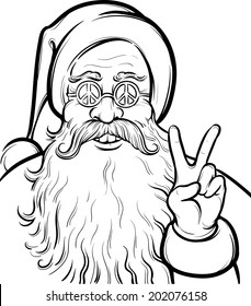 Christmas Hippie coloring page with Santa Claus