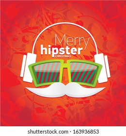 Christmas hipster poster for party or greeting card. Vector illustration