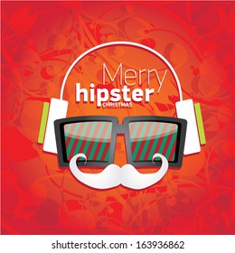 Christmas hipster poster for party or greeting card. Vector illustration