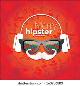 Christmas hipster poster for party or greeting card. Vector illustration