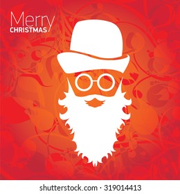 Christmas hipster poster for party or greeting card. Vector illustration. Santa Hipster Claus. vector merry christmas art design