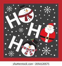 Christmas ho ho ho and character for christmas card, gift bag or box design