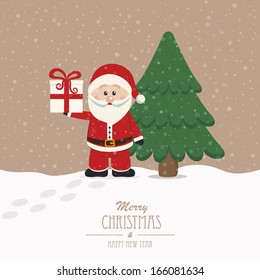 christmas hold gift snowy winter background