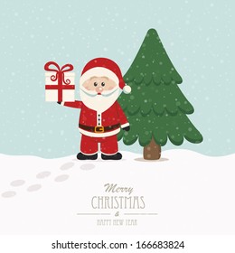 christmas hold gift snowy winter background