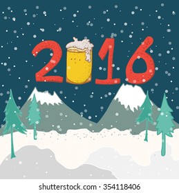 Christmas Holiday background 2016 and snow of new year vector