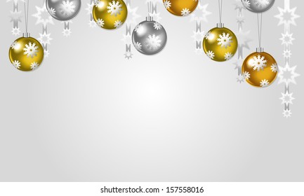 Christmas Holiday Background with Balls and Tree Decorations
