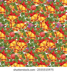Christmas holiday background. Bell decoration. Merry Christmas. For winter holiday background, party posters.
