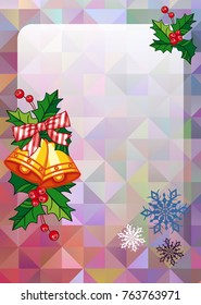 Christmas  holiday background with golden bells. Vector clip art