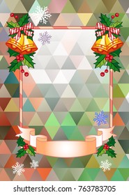 Christmas  holiday background with golden bells. Vector clip art