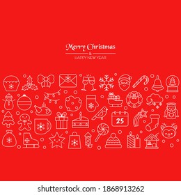 Christmas holiday background with christmas icons. Vector illustration.