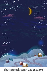 Christmas Holiday background for invitation or banner with free space for text. The blizzard over the city at night