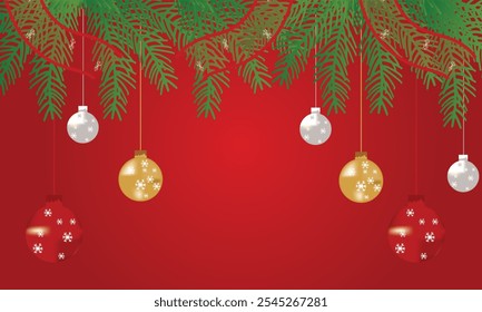 Christmas holiday background. Christmas tree with ornaments, colorful Christmas lights. For Christmas and New Year cards, headers, party posters banners. Vector illustration. EPS 10