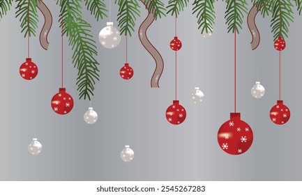 Christmas holiday background. Christmas tree with ornaments, colorful Christmas lights. For Christmas and New Year cards, headers, party posters banners. Vector illustration. EPS 10