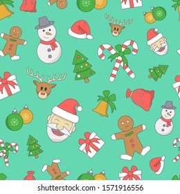 Christmas holiday background - Vector color seamless pattern of winter decoration for graphic design