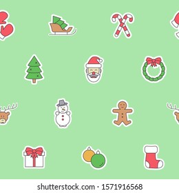 Christmas holiday background - Vector color seamless pattern of winter decoration for graphic design