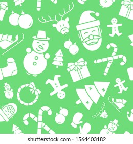 Christmas holiday background - Vector seamless pattern solid silhouettes of winter decoration for graphic design