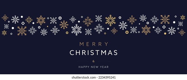 Christmas holiday banner ad template decorated with various snowflakes (blue)