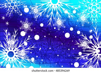 Christmas holiday blue background with snowflakes. Christmas vector pattern design for geeting card, wallpaper, backdrop.