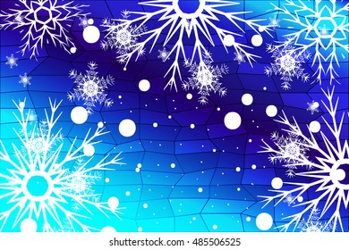 Christmas holiday blue background with snowflakes. Christmas vector pattern design for geeting card, wallpaper, backdrop.