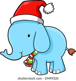 Christmas Holiday Blue Elephant vector