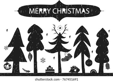 Christmas holiday card with hand drawn style