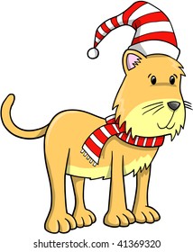 Christmas Holiday Cat Vector Illustration