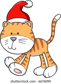 Christmas Holiday Cat Vector Illustration