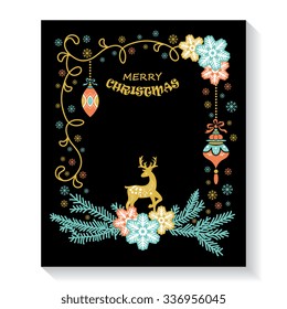 Christmas holiday collection with  decoration elements for greeting cards, stationary, gift tags, invitations.