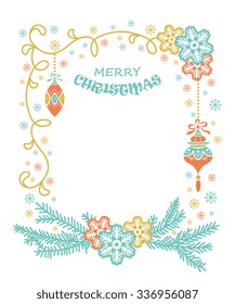 Christmas holiday collection with  decoration elements for greeting cards, stationary, gift tags, invitations.