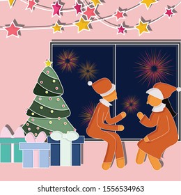 Christmas holiday concept. Creative idea design. Flat vector illustration use for your project. 
