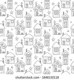 Christmas holiday cookies baking seamless pattern. Hand drawing vector illustration.