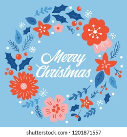 Christmas holiday cute greeting card design. Childish print for cards and nursery decoration. Vector Illustration