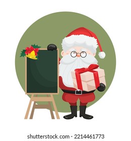 Christmas holiday decoration background with santa claus man isolated vector illustration. Happy new year winter holiday.