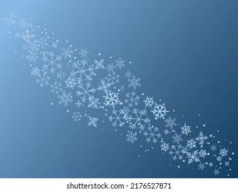 Christmas holiday decoration snowflake background. White snowflake on light blue gradient glowing backdrop.