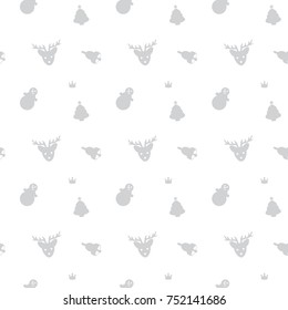 Christmas Holiday Decoration Symbols Seamless Silhouette Pattern Clear Background