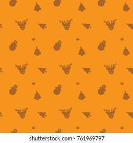Christmas Holiday Decoration Symbols Seamless Silhouette Pattern Background