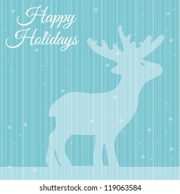 Christmas and holiday decorations card with reindeer, seasonal greeting card, vector illustration