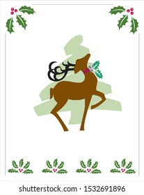 christmas holiday deer frame background holly 