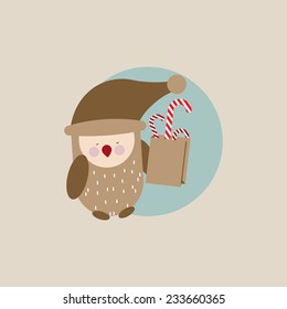 Christmas holiday design with cute owl