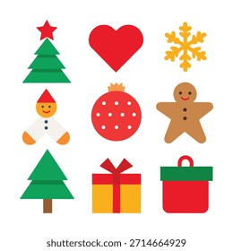 Weihnachten Urlaub Doodle Icon Vektor Set Baum, Kranz, Lebkuchen Mann, Geschenk und Ornament Collection