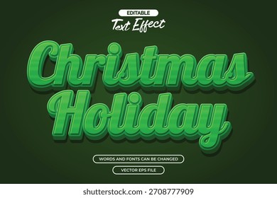 Christmas holiday editable text effect with 3d green cartoon text style
