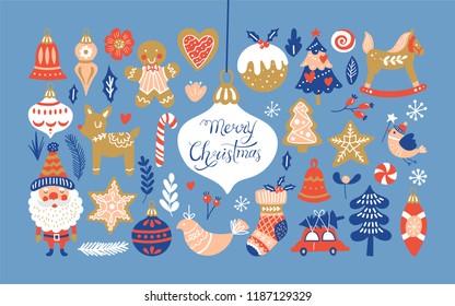 Christmas holiday element set for graphic and web design. Vector illustration