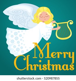 christmas holiday flying happy angel with wings like symbol in Christian religion or new year vector illustration