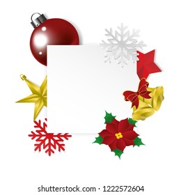 Christmas holiday frame  Engraved card. Vector design elements isolated on white background