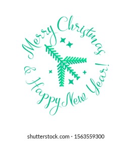 Christmas holiday greeting card background template of New Year fir or pine tree branch wreath frame decoration. Vector Christmas or New Year banner round design wreath