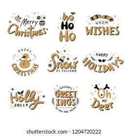 Christmas holiday greeting set typography style