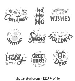 Christmas holiday greeting set typography style