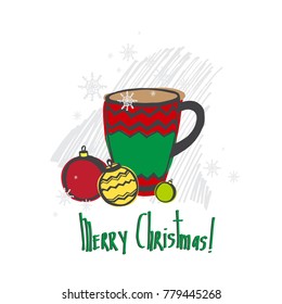 Christmas holiday hand drawn vector illustration with text